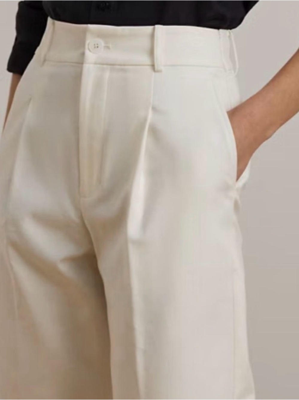 Ralph Lauren Cream High-Rise Wide-Leg Pleated Pants - Picture 2 of 7